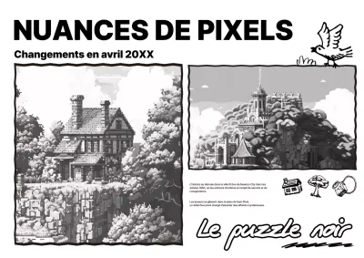Affiche promotionnelle sur les jeux modernes en noir et blanc