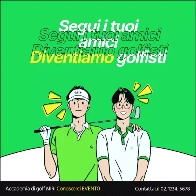 Promuovete l'evento di presentazione della vostra accademia di golf con una semplice combinazione di colori verde lime.