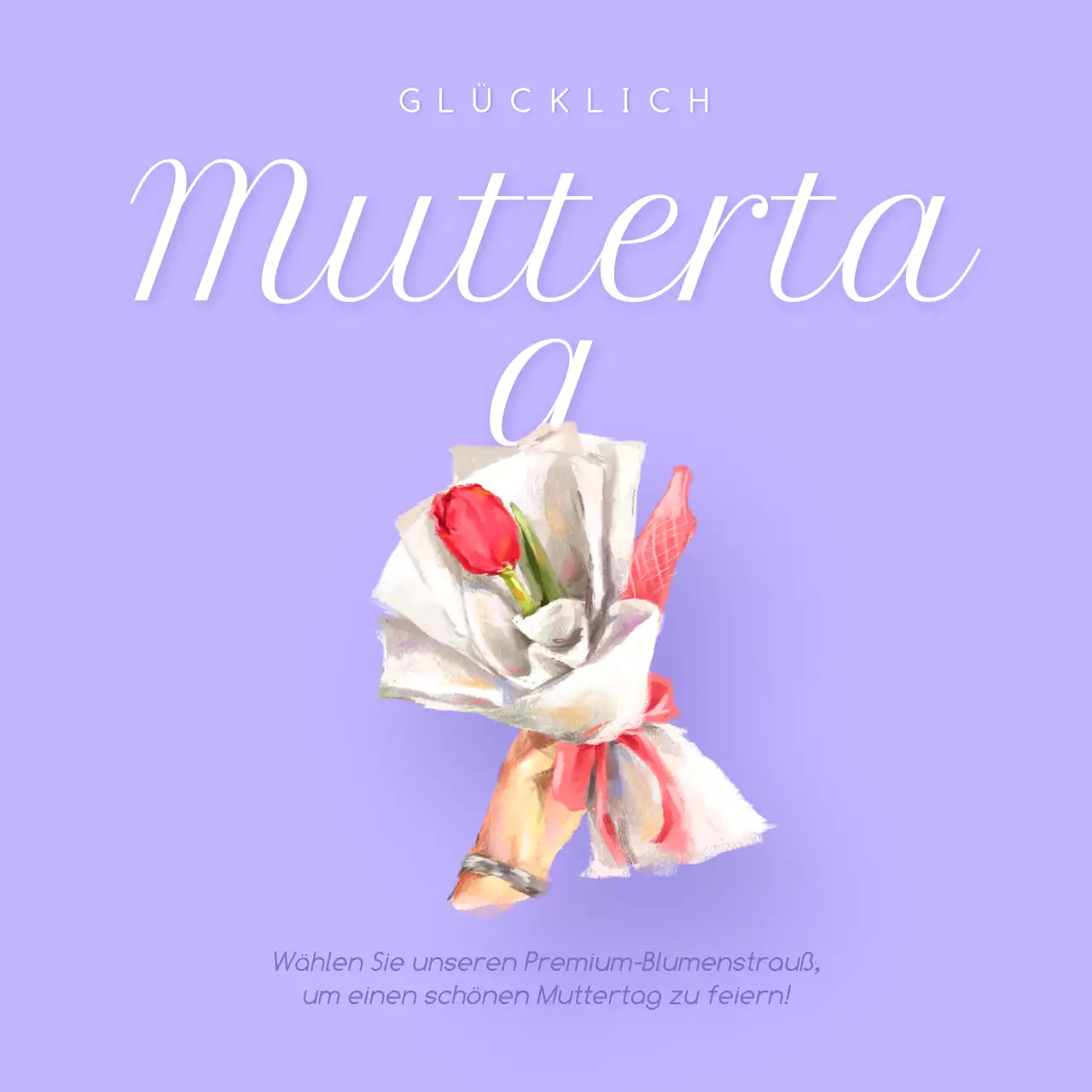 Lila und Weiß Minimal Playful Illustrative Happy Mother's Day Flower Bouquet Instagram Post