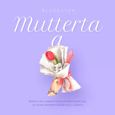 Lila und Weiß Minimal Playful Illustrative Happy Mother's Day Flower Bouquet Instagram Post