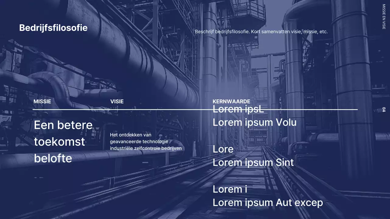 Bedrijfs sollicitatiebrief met een moderne fabriek in zwart-wit en marineblauw