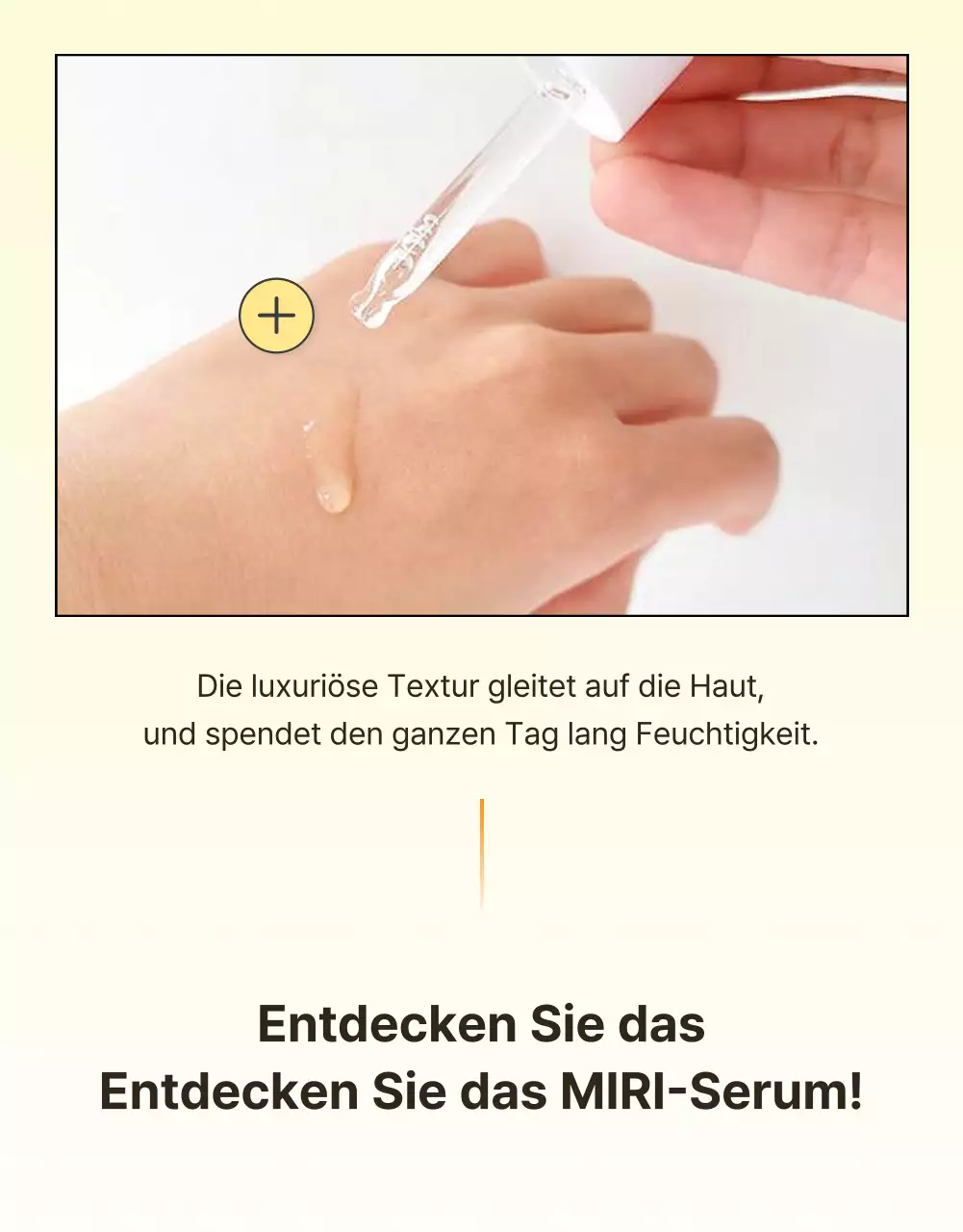 Einfache, mobil-optimierte, detaillierte Hautpflege-Kosmetikwerbung in Gelb und Orange