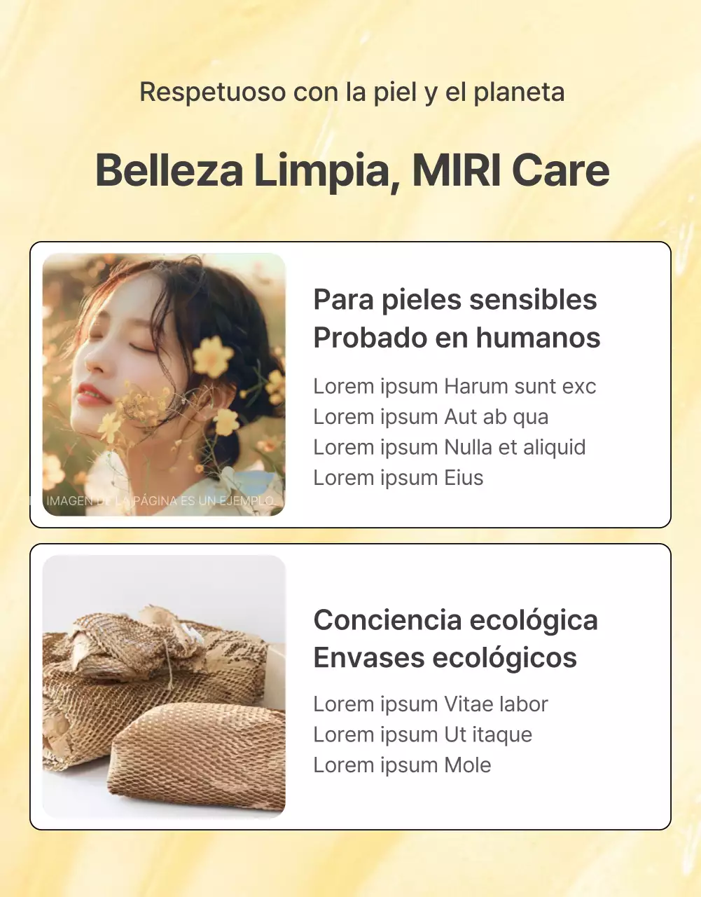 Describir y detallar productos sencillos para el cuidado de la piel en amarillo y naranja