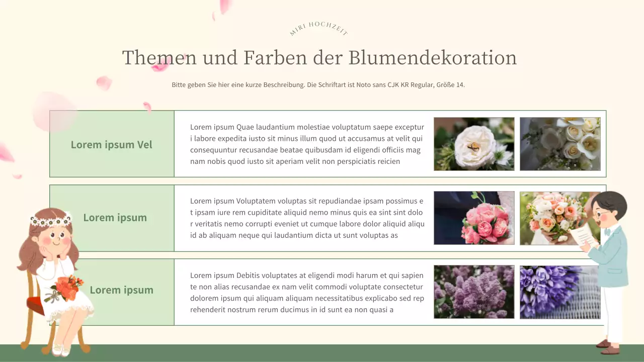 Hübscher Marketingplan eines Hochzeitsplaners in Grün und Elfenbein