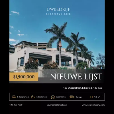 Zwart Goud Modern Schoon New Listing Vastgoed Instagram Post