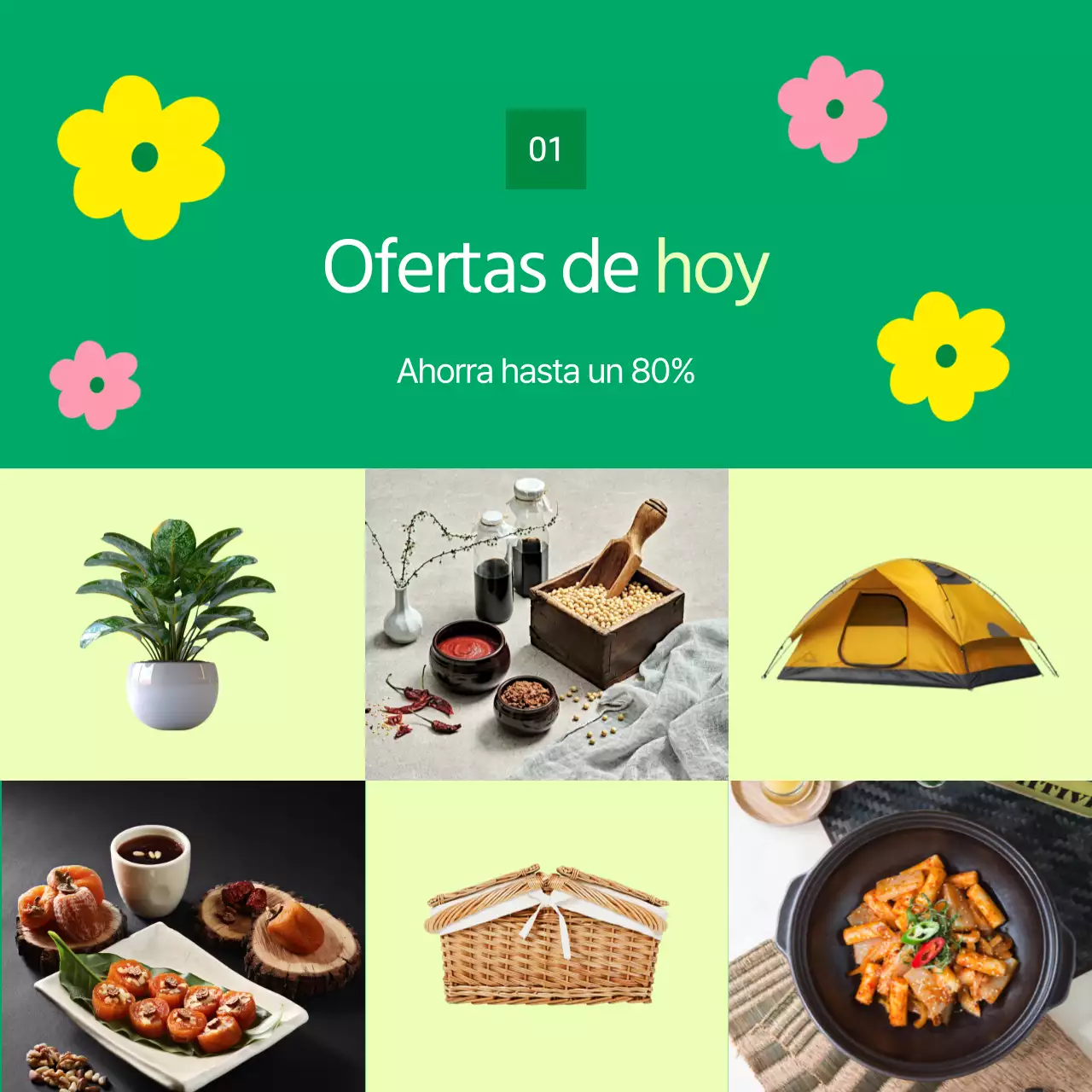 Promueva una bonita promoción de primavera en chartreuse y amarillo