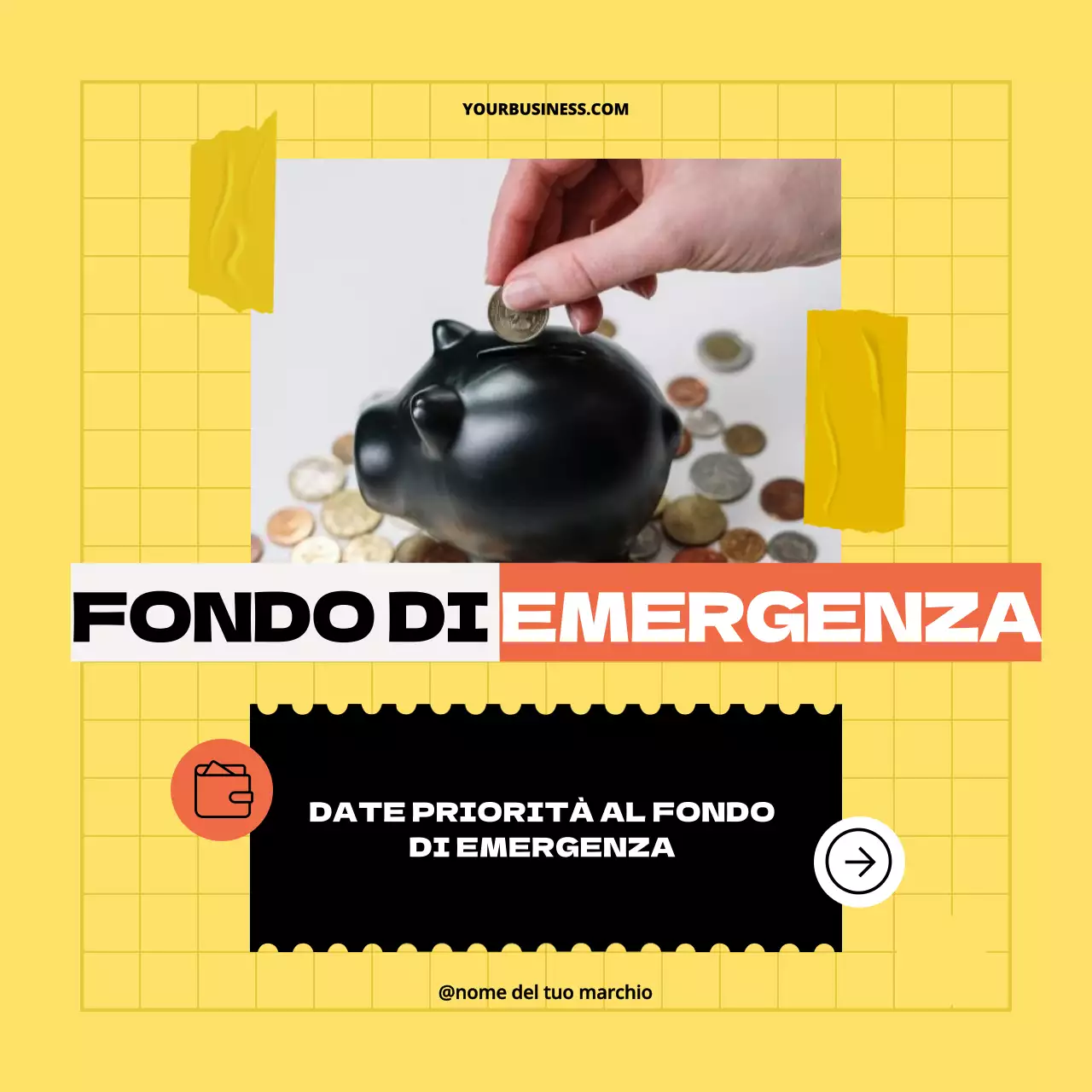 Giallo Nero Geometrico Pop Consigli per migliorare il vostro piano di risparmio Carosello Instagram