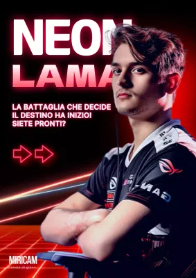 Promozione di un progamer nero e rosso di ispirazione cyberpunk