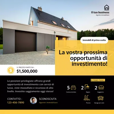 Investimento immobiliare semplice e moderno in nero e giallo Post su Instagram