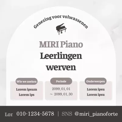 Een eenvoudige pianoschool in bruin met een eenvoudige pianostudio