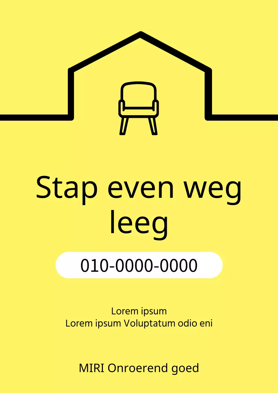 Een eenvoudige geel-zwarte kennisgeving van leegstand