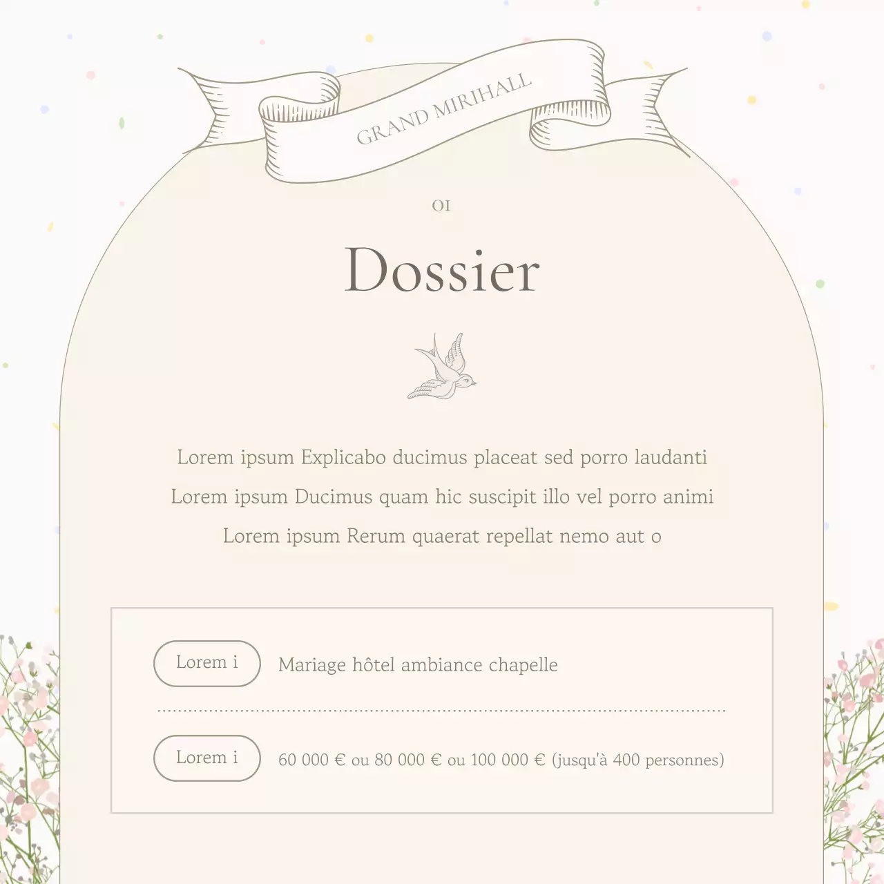 Promouvoir un lieu de mariage classique ivoire et beige