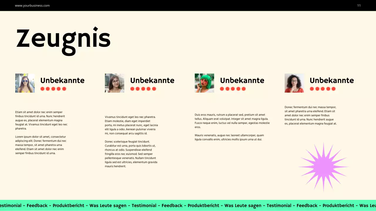 Purple Green Bold Fashion Geschäftsprofil Vorstellung des Unternehmens