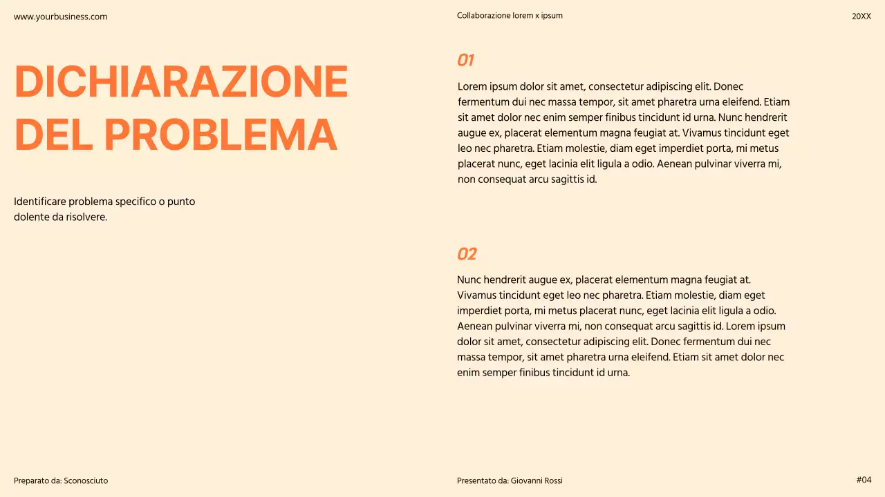 Arancione Moderno Minimal Bold Pitch Deck Proposta