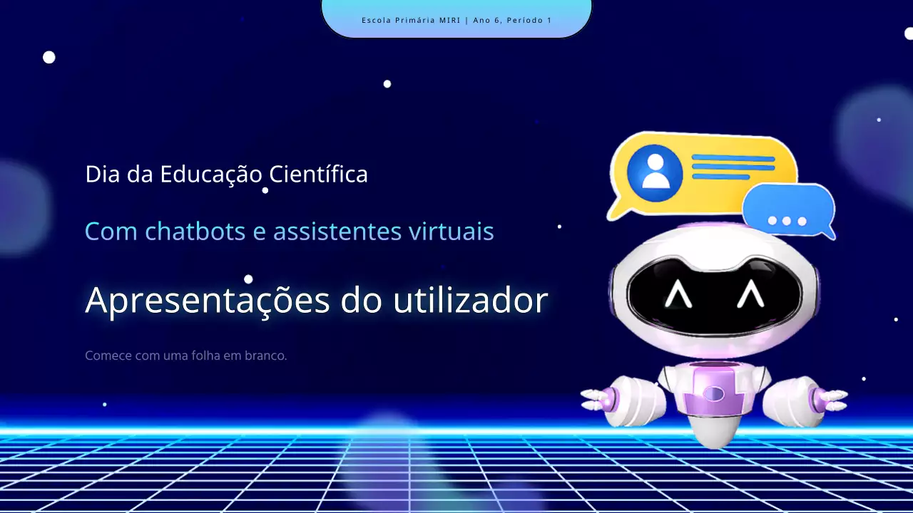 Plano de aula de chatbot para o dia da ciência cibernética em azul-marinho e azul-claro