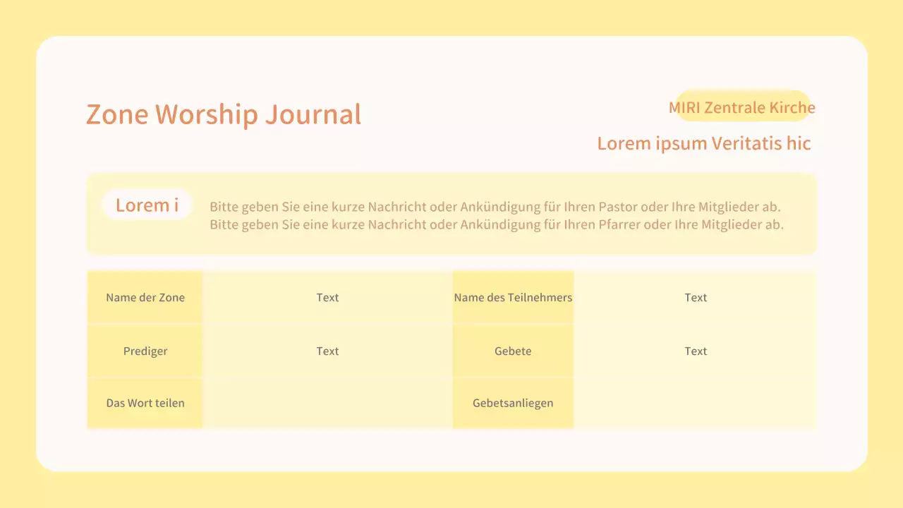 Gelbe und orangefarbene Kirche Kleingruppenbereich Gottesdienstressourcen