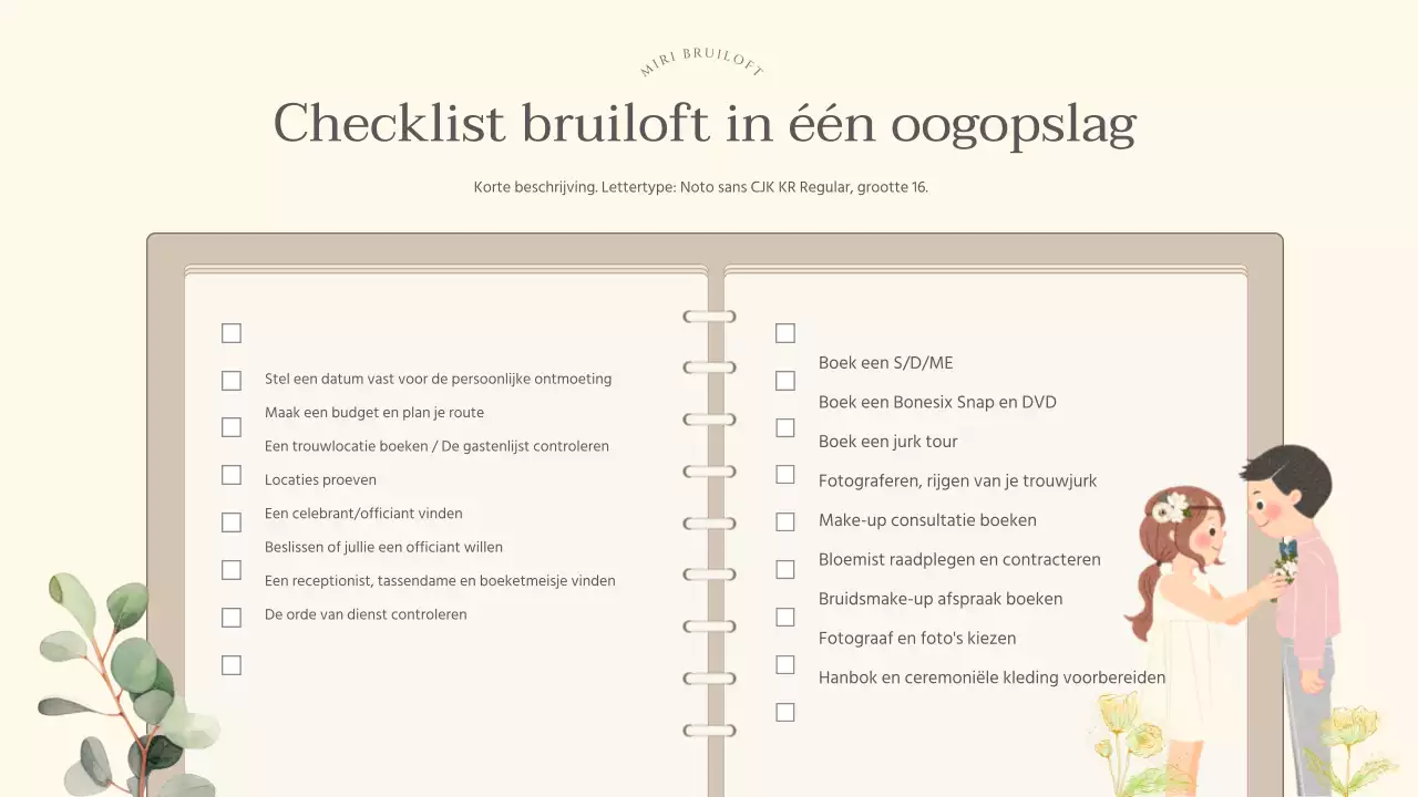 Mooi marketingplan voor weddingplanner in groen en ivoor