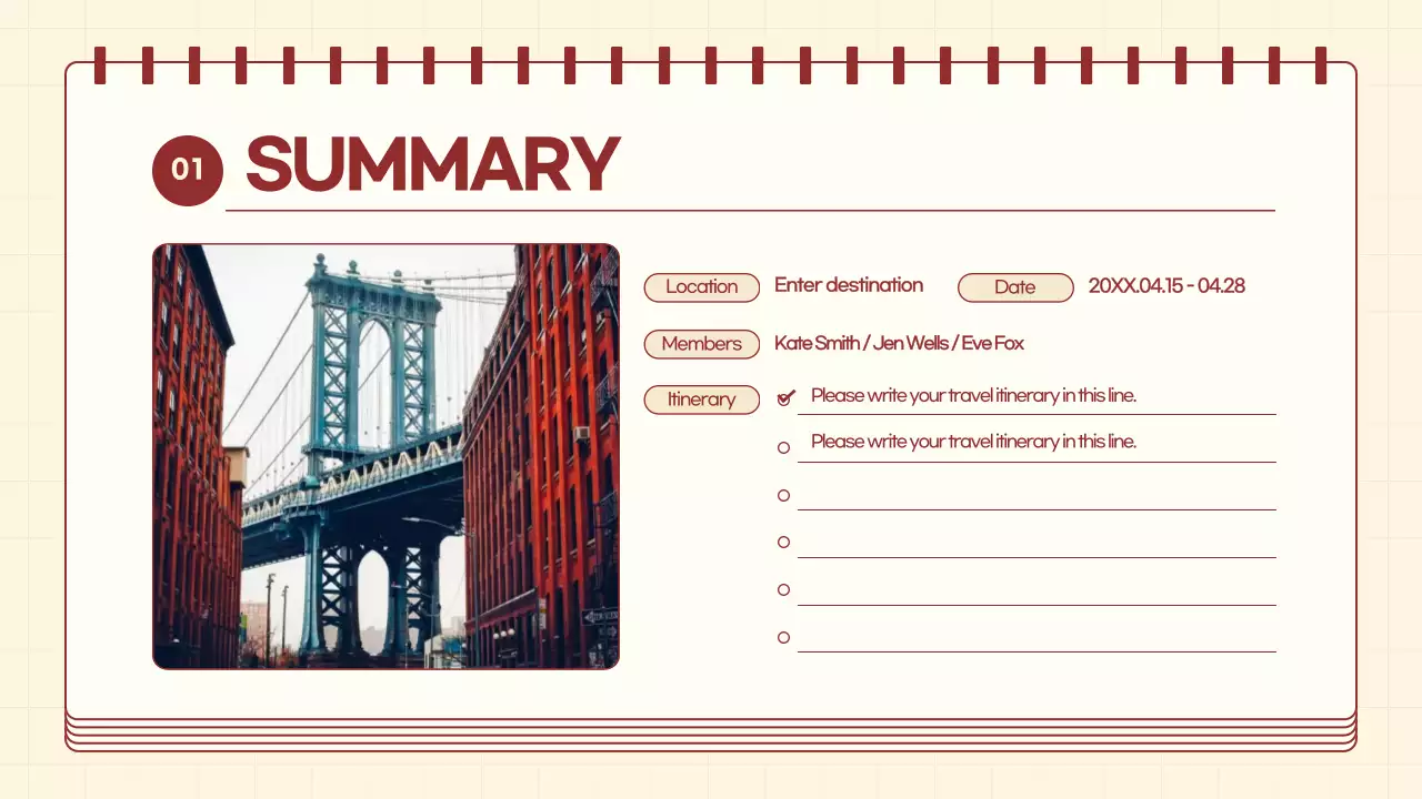 Red Minimal Travel Diary Presentation