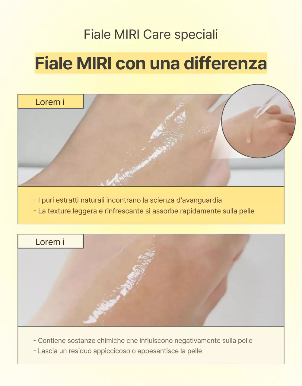 Promuovere una semplice pagina di controllo dei cosmetici per la cura della pelle in giallo e arancione