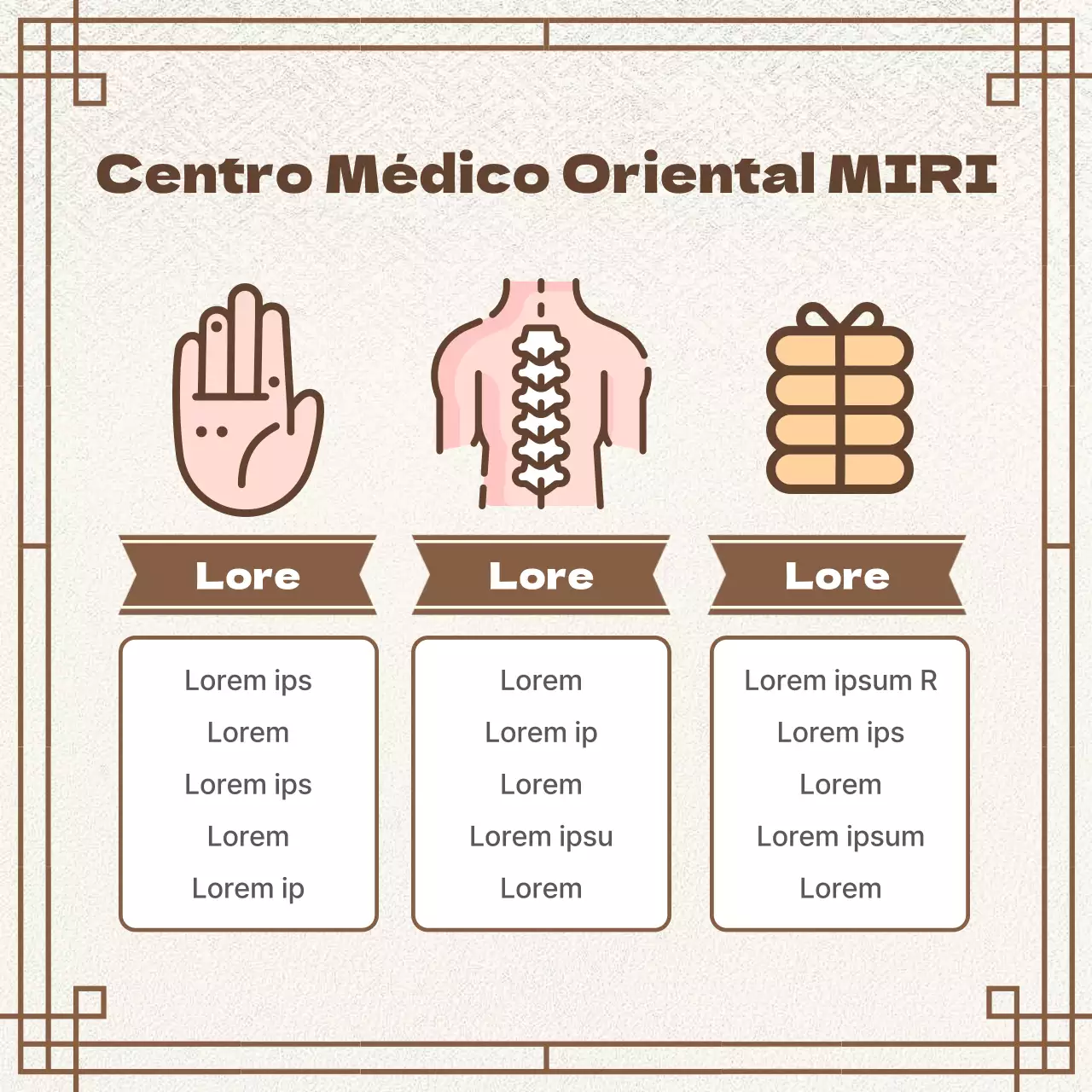Anuncio marrón de prescripción de fitoterapia oriental para una clínica china.