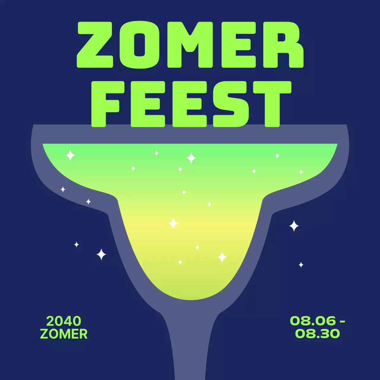 Zomerfestivals met kleurverlopen, glitter en gothic lettertypes