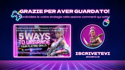 Copertina dell'outro di YouTube in stile cyberpunk in nero e viola