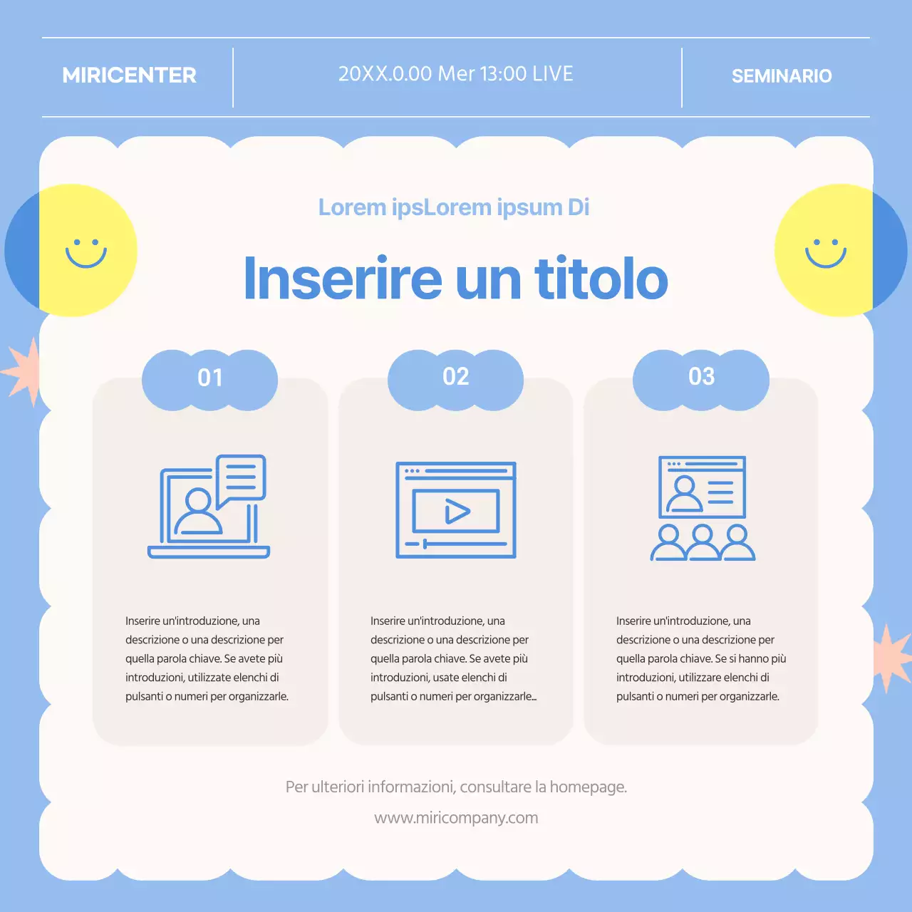 Promozione delle conferenze speciali blu e gialle per gli attuali senior