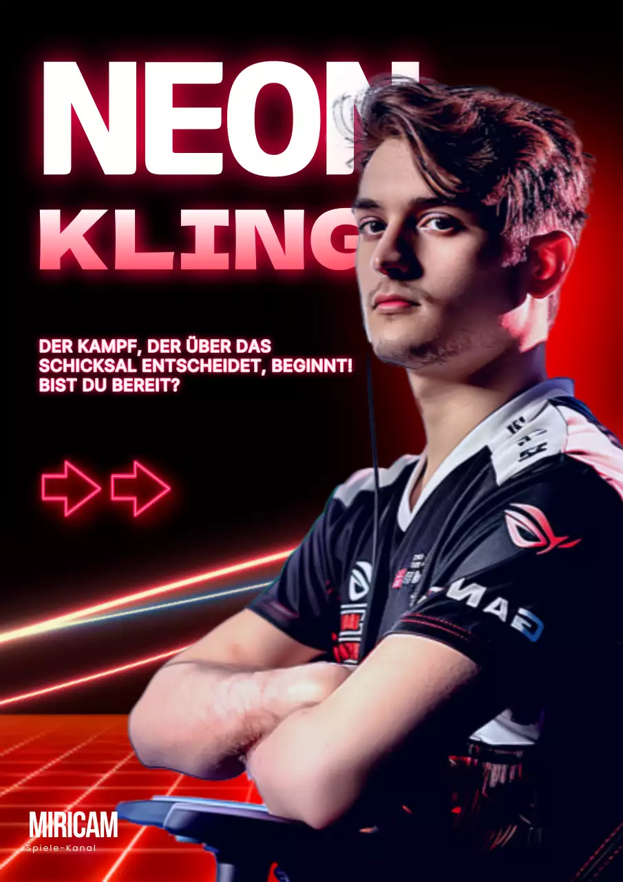 Schwarz-rote, Cyberpunk-inspirierte Progamer-Werbung