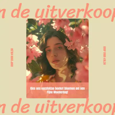 Geel en Roze Minimal Modern Vrolijk Moederdag Boeket Instagram Post