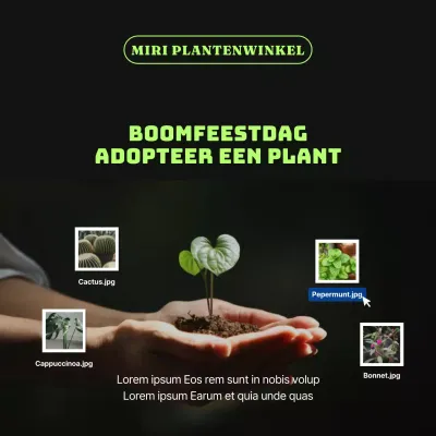 Promoot Arbor Day huisdierenplant kortingen in zwart en chartreuse
