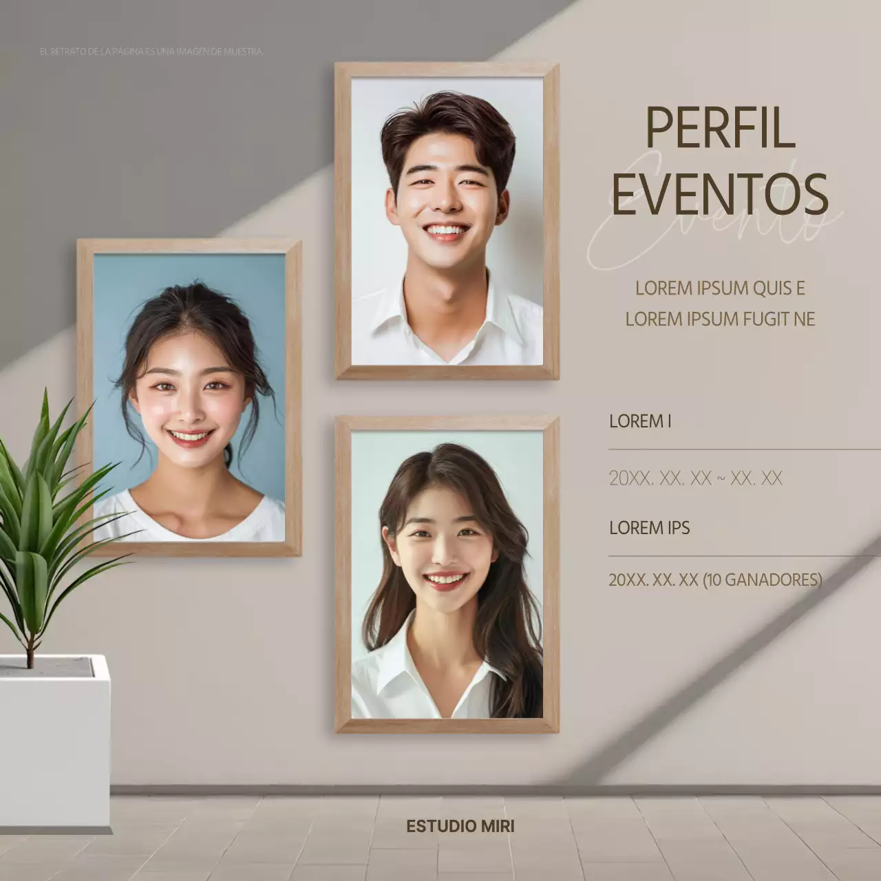 Moderno anuncio de evento fotográfico en beige y marrón