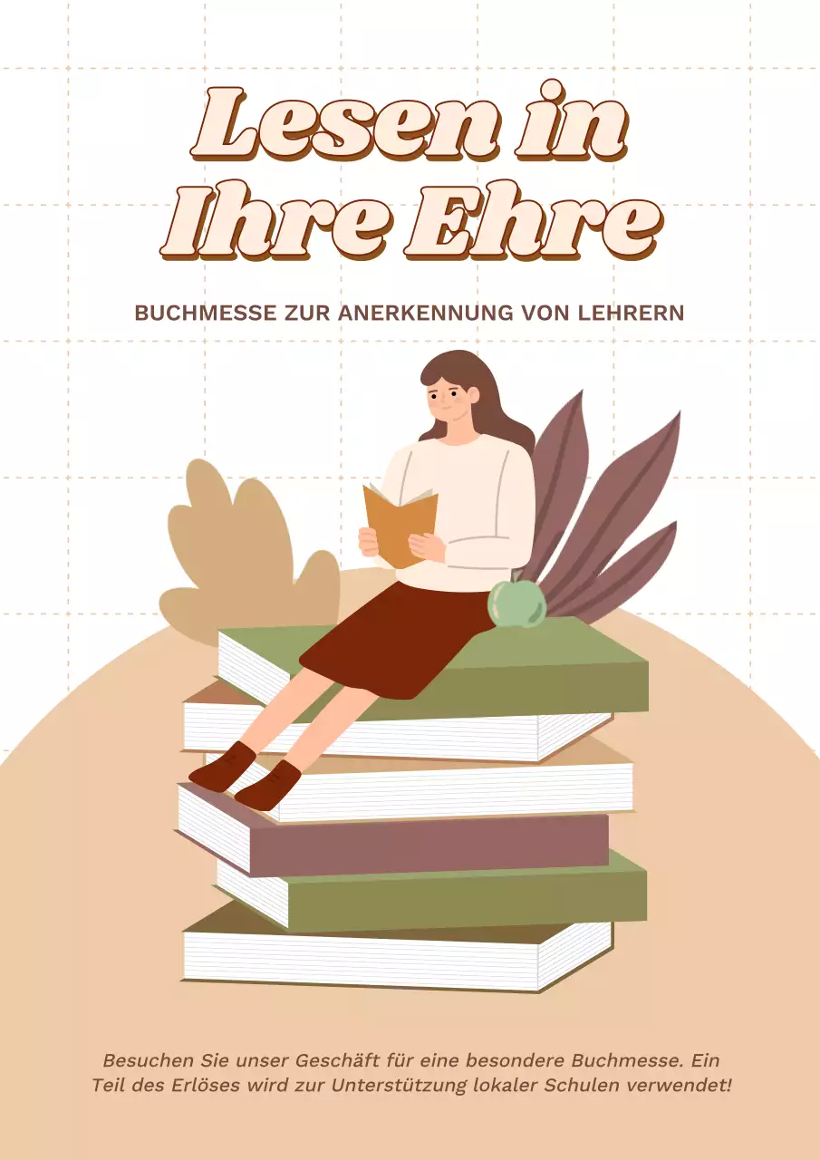 Elfenbein und Braun illustrierte Mai-Buchwerbung