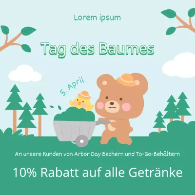 Werben Sie für Ihren Arbor Day-Verkauf mit einem hübschen Design in Chartreuse und Hellblau