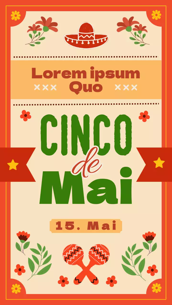 Rot Orange Traditioneller klassischer Gruß Feiern Sie Cinco De Mayo Instagram Story