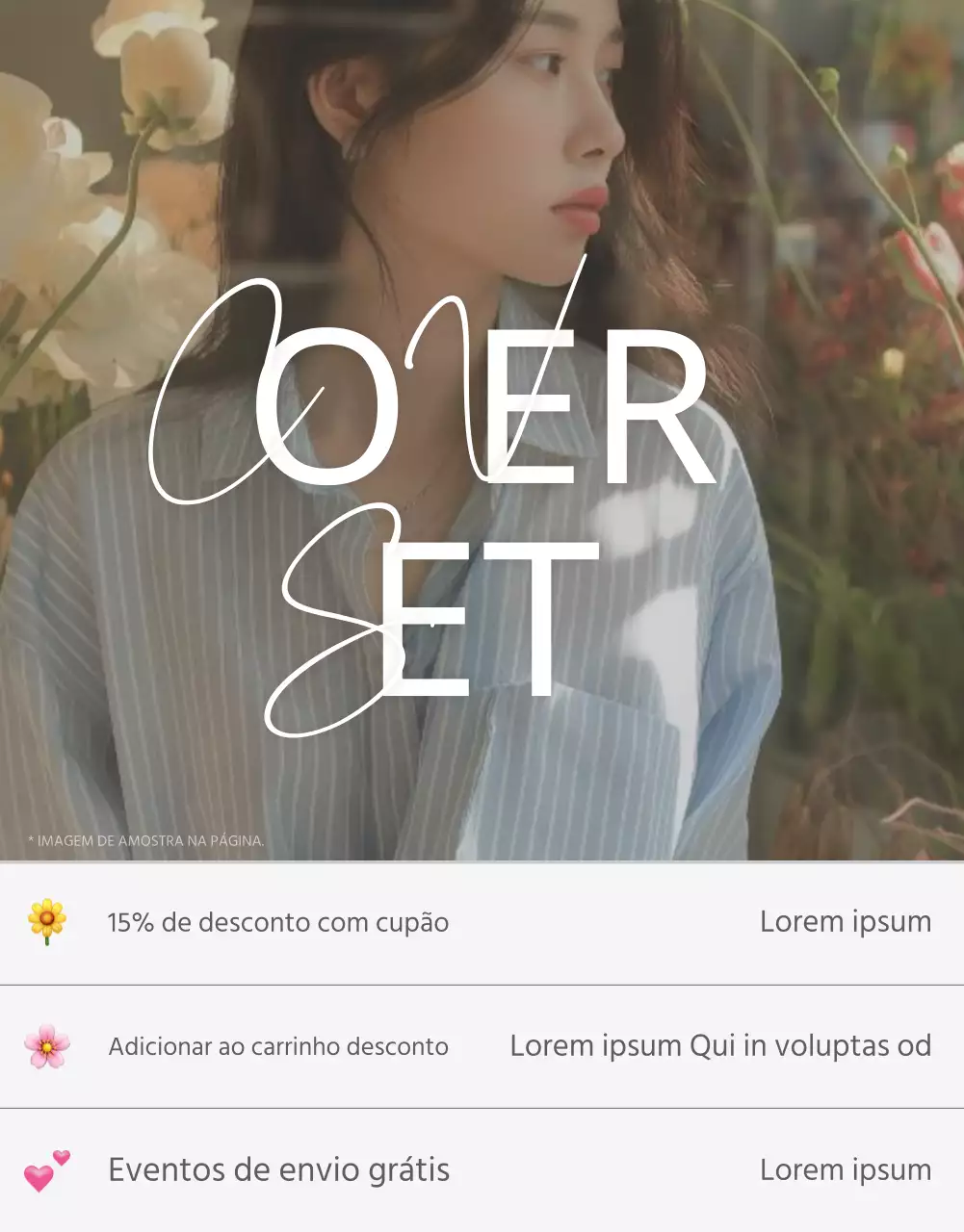 Cartaz de capa para um centro comercial de moda com um estilo simples de emoji em branco e cinzento Título principal