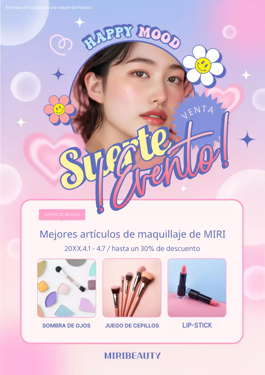 Folleto de belleza cosmética de moda en morado y rosa