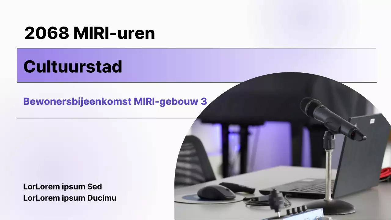 Minimalistische stadhuis streaming cover in paars en wit