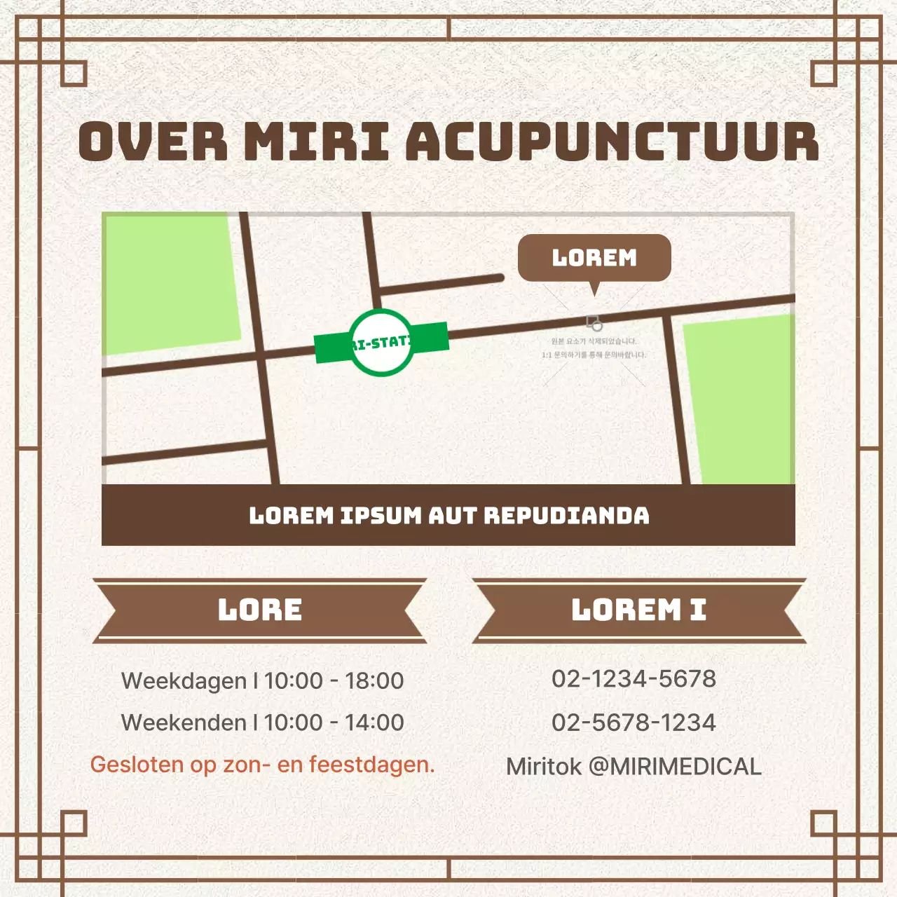 Bruine, oosterse advertentie met recepten voor kruidengeneeskunde voor een Chinese kliniek.