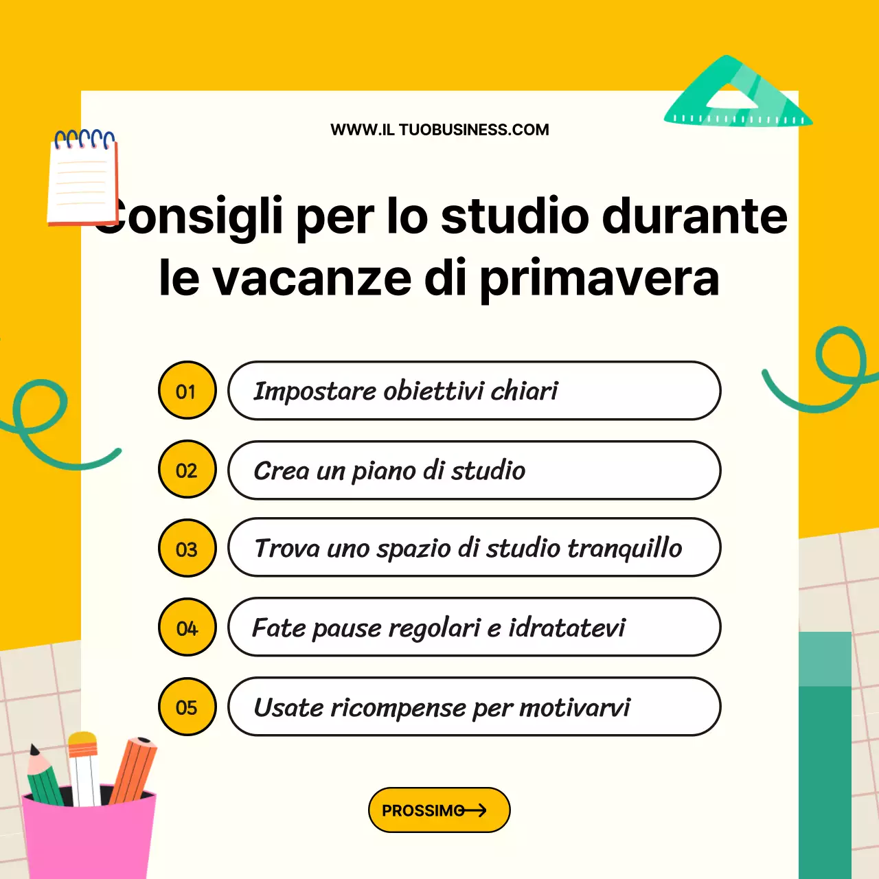 Guida alla sessione di studio delle tendenze giallo-bianche per le vacanze di primavera