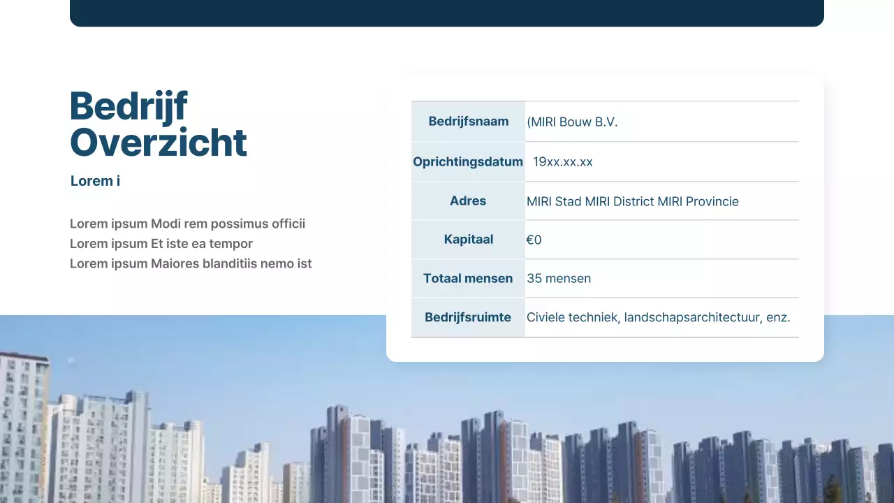 Een eenvoudig, marineblauw verslag van de tijdwaarneming van een bouwbedrijf