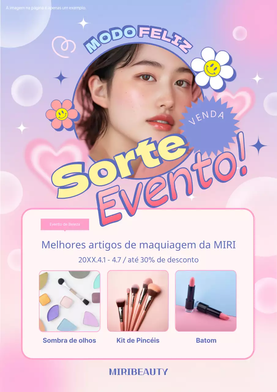Folheto de beleza cosmética na moda em roxo e cor-de-rosa