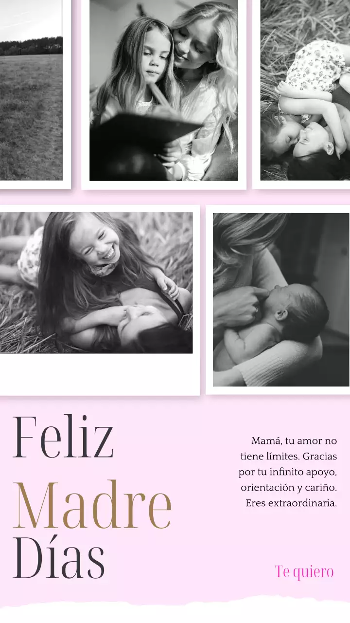 Collage de fotos simple minimalista gris Historia de Instagram del Día Internacional de la Madre