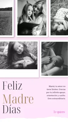 Collage de fotos simple minimalista gris Historia de Instagram del Día Internacional de la Madre
