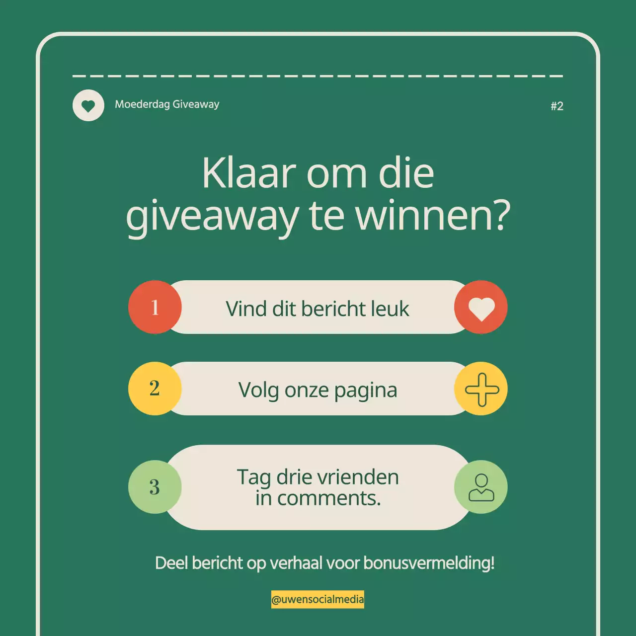 Groen Beige Eenvoudig Modern Moederdag Giveaway Aankondiging Instagram Carrousel