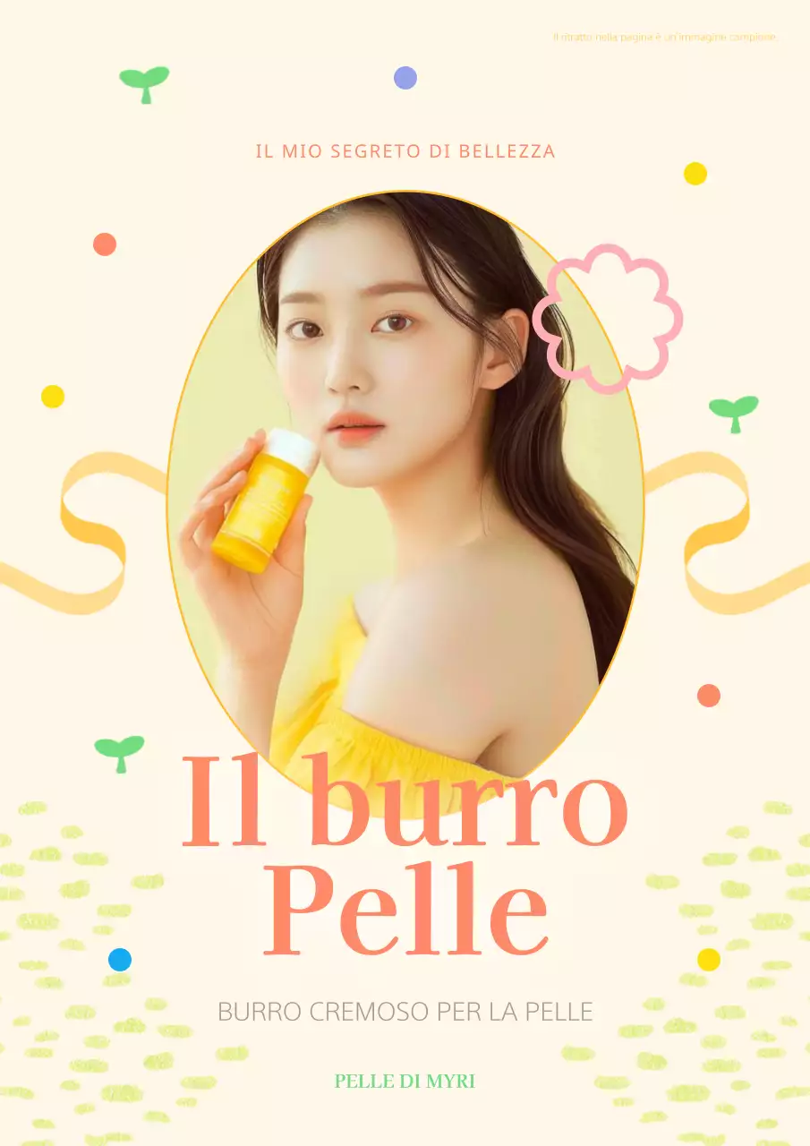 Promuovere un nuovo prodotto cosmetico con una bella combinazione di colori giallo e rosa.