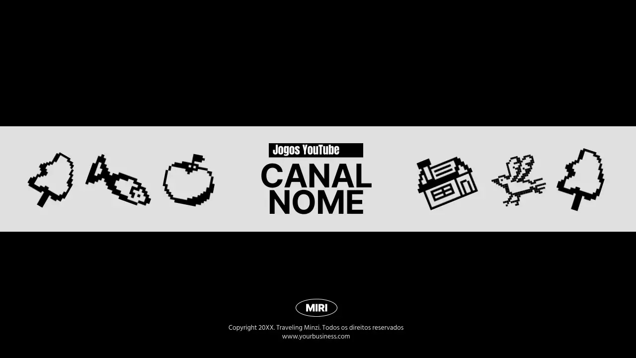 Arte do canal do YouTube de jogos modernos a preto e branco