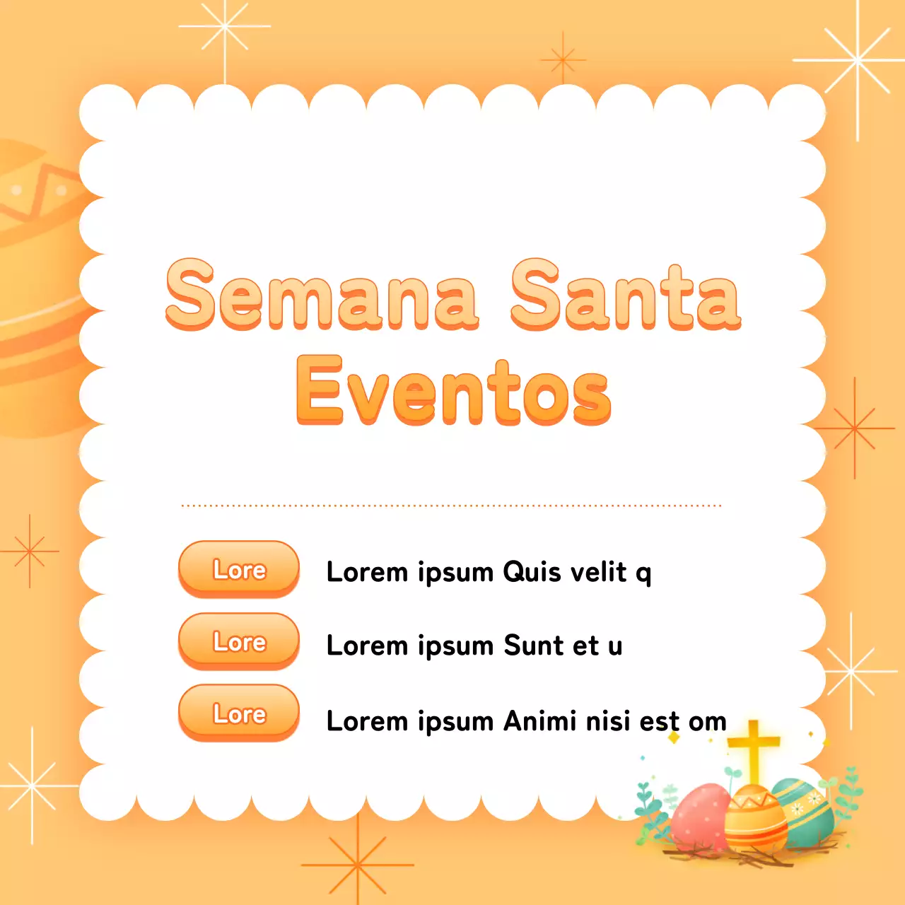 Un anuncio de Pascua pop-art en naranja y amarillo