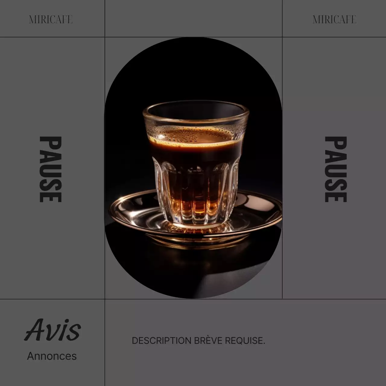 Un café simple dans les tons kaki et gris Information sur l'annonce de l'événement