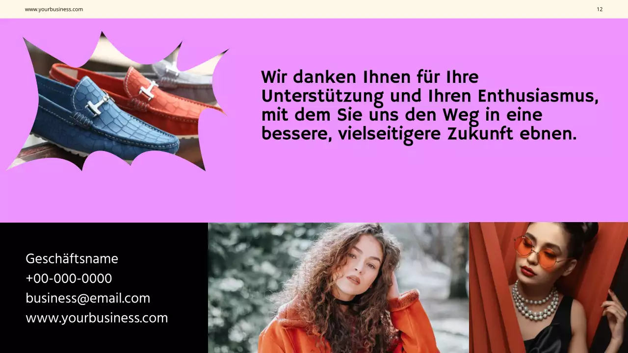 Purple Green Bold Fashion Geschäftsprofil Vorstellung des Unternehmens