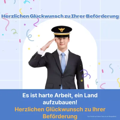 Ein einfacher Post für die Beförderungsfeier in Blau und Gelb